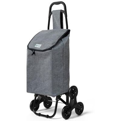 VOUNOT ® Carrello Spesa con 3 Ruote per Saliscale, Carrello Portaspesa Pieghevole, Borsa Impermeabile Rimovibile 32L, Grigio VOUNOT ® Carrello Spesa con 3 Ruote per Saliscale, Carrello Portaspesa Pieghevole, Borsa Impermeabile Rimovibile 32L, Grigio