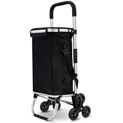 VOUNOT ® Carrello Spesa Pieghevole in Alluminio, Carrello Portaspesa 6 Ruote con Borsa Termico, 58 L, Nero VOUNOT ® Carrello Spesa Pieghevole in Alluminio, Carrello Portaspesa 6 Ruote con Borsa Termico, 58 L, Nero