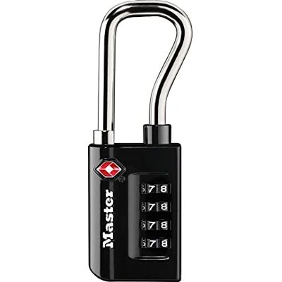 Master Lock - Lucchetto, propria combinazione da impostare, lucchetto bagagli accettato dalla TSA, 3,3 cm, largo, , nero Master Lock - Lucchetto, propria combinazione da impostare, lucchetto bagagli accettato dalla TSA, 3,3 cm, largo, , nero