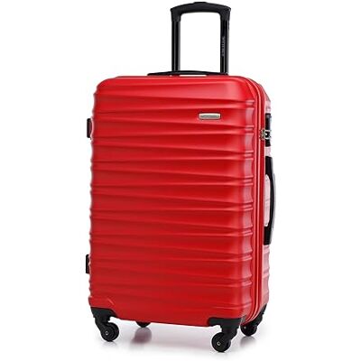 WITTCHEN Valigia Media Trolley Valigia Rigida in ABS Valigia Bagaglio Valigie con 4 Ruote Serratura a combinazione Maniglia telescopica Groove Line rosso Ryanair/ITA Airways/easyJet WITTCHEN Valigia Media Trolley Valigia Rigida in ABS Valigia Bagaglio Valigie con 4 Ruote Serratura a combinazione Maniglia telescopica Groove Line rosso Ryanair/ITA Airways/easyJet