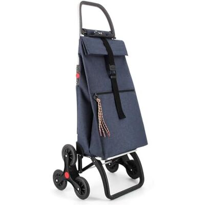Rolser Carrello Portaspesa Big Tweed 6 Ruote Sube Scala Pieghevole Marino Rolser Carrello Portaspesa Big Tweed 6 Ruote Sube Scala Pieghevole Marino