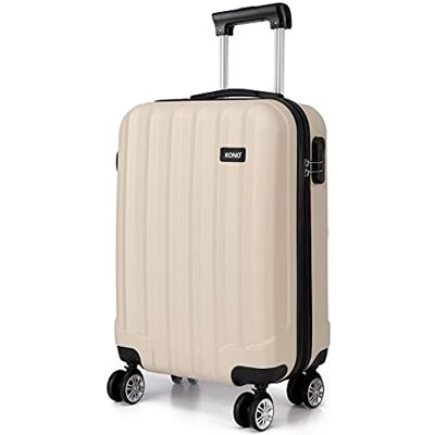KONO Rigidi e Leggerissima Alta Qualità ABS Valigia 20" 24" 28" Valigie con 4 Ruote Multi-direzionali (Beige, S-57cm) KONO Rigidi e Leggerissima Alta Qualità ABS Valigia 20" 24" 28" Valigie con 4 Ruote Multi-direzionali (Beige, S-57cm)