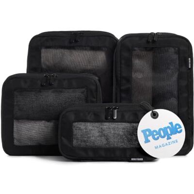 Aerotrunk Cubi da viaggio a compressione, organizer per bagagli, con doppia cerniera, per valigie (confezione da 4, nero) Aerotrunk Cubi da viaggio a compressione, organizer per bagagli, con doppia cerniera, per valigie (confezione da 4, nero)