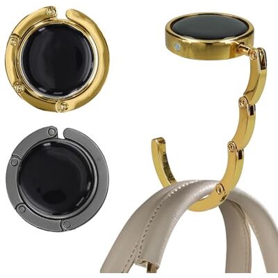 kwmobile Set 2x Gancio Borsa da Tavolo Appendi Borsa Pieghevole Antiscivolo Antigraffio Appendiborsa Scrivania Max 5,5 kg nero matt/oro kwmobile Set 2x Gancio Borsa da Tavolo Appendi Borsa Pieghevole Antiscivolo Antigraffio Appendiborsa Scrivania Max 5,5 kg nero matt/oro
