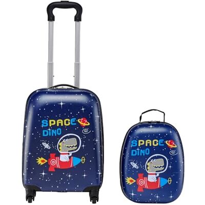 VEVOR Set di Valigie per Bambini da Vacanza 2 Pezzi, Valigia Rigida da 45,7 cm con Ruote e Zaino Rigido, a Forma di Dinosauro, Regalo di Compleanno per Bambini, Approvato dalle Compagnie Aeree VEVOR Set di Valigie per Bambini da Vacanza 2 Pezzi, Valigia Rigida da 45,7 cm con Ruote e Zaino Rigido, a Forma di Dinosauro, Regalo di Compleanno per Bambini, Approvato dalle Compagnie Aeree