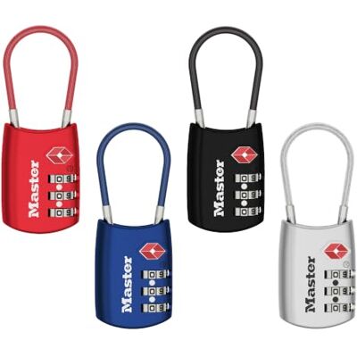 Master Lock 4688D TSA Accettato Lucchetto Bagagli, Colore Può Variare, Confezione da 4 Master Lock 4688D TSA Accettato Lucchetto Bagagli, Colore Può Variare, Confezione da 4