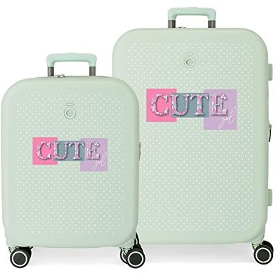 Enso Set Valigia Cute Girl Verde 55/70 cm ABS Rigido Chiusura TSA Integrata 116L 7,54 kg 4 Doppie Ruote Bagaglio a Mano Enso Set Valigia Cute Girl Verde 55/70 cm ABS Rigido Chiusura TSA Integrata 116L 7,54 kg 4 Doppie Ruote Bagaglio a Mano