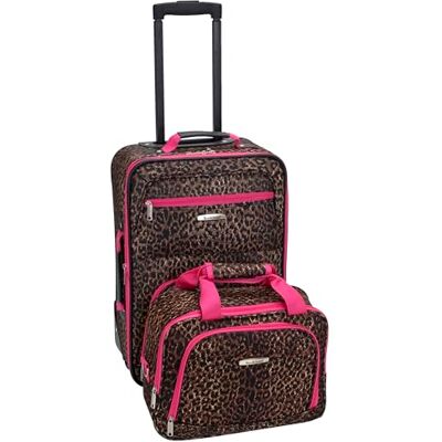 Rockland Set di valigie verticali Softside moda, Rosa leopardato., Taglia unica, Set di valigie verticali Softside moda Rockland Set di valigie verticali Softside moda, Rosa leopardato., Taglia unica, Set di valigie verticali Softside moda