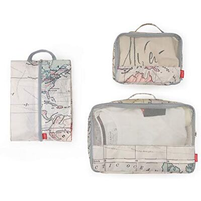 Legami Travel Organiser Set di tre buste da viaggio, stampa: mappa Legami Travel Organiser Set di tre buste da viaggio, stampa: mappa