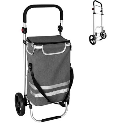 Relaxdays Carrello Spesa, 2 Grandi Ruote, Tasca Termica, Borsa Rimovibile, 45 l, Fino a 35 kg Relaxdays Carrello Spesa, 2 Grandi Ruote, Tasca Termica, Borsa Rimovibile, 45 l, Fino a 35 kg