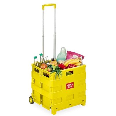 Relaxdays Carrello per Spesa Pieghevole, 35 kg Carico, Manico Telescopico, Carrellino Trolley Portaspesa, Cesto, Giallo Relaxdays Carrello per Spesa Pieghevole, 35 kg Carico, Manico Telescopico, Carrellino Trolley Portaspesa, Cesto, Giallo
