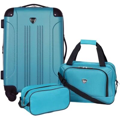 Travelers Club Bagaglio Spinner Espandibile Chicago Rigido, Verde Acqua, Set da 3 Pezzi Travelers Club Bagaglio Spinner Espandibile Chicago Rigido, Verde Acqua, Set da 3 Pezzi
