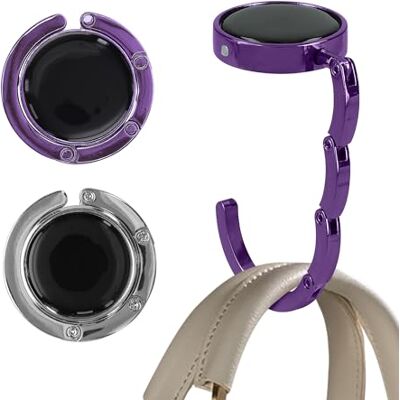kwmobile Set 2x Gancio Borsa da Tavolo Appendi Borsa Pieghevole Antiscivolo Antigraffio Appendiborsa Scrivania Max 5,5 kg argento/viola magenta kwmobile Set 2x Gancio Borsa da Tavolo Appendi Borsa Pieghevole Antiscivolo Antigraffio Appendiborsa Scrivania Max 5,5 kg argento/viola magenta