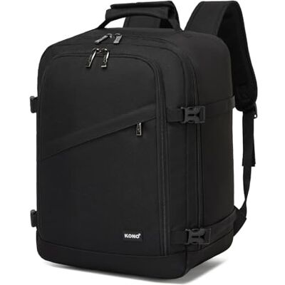 KONO Zaino Ryanair 40x30x20 Zaino da Viaggio Bagaglio a Mano, Nero Apertura a 180°, Scomparto Organizer, Tasca Frontale Nascosta, Schienale Traspirante, Fascia per Trolley KONO Zaino Ryanair 40x30x20 Zaino da Viaggio Bagaglio a Mano, Nero Apertura a 180°, Scomparto Organizer, Tasca Frontale Nascosta, Schienale Traspirante, Fascia per Trolley