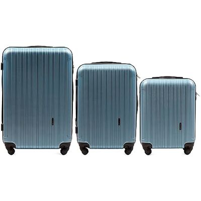 W WINGS WINGS Valigetta da viaggio Valigetta leggera con ruote e manico telescopico, SILV.BLUE, 3 SET, valigia W WINGS WINGS Valigetta da viaggio Valigetta leggera con ruote e manico telescopico, SILV.BLUE, 3 SET, valigia