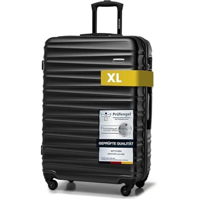 WITTCHEN Valigia da viaggio grande trolley valigia check-in guscio rigido ABS 4 ruote piroettanti chiusura a combinazione maniglia telescopica Groove Line nero Ryanair/ITA Airways/easyJet/Wizz Air WITTCHEN Valigia da viaggio grande trolley valigia check-in guscio rigido ABS 4 ruote piroettanti chiusura a combinazione maniglia telescopica Groove Line nero Ryanair/ITA Airways/easyJet/Wizz Air
