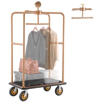 VEVOR Carrello Portabagagli per Hotel, Portata Max 544,31 kg, Carrello Bagagli Hotel con Telaio in Acciaio Inox, Ruote in Gomma da 203 mm, Pianale Rivestito in Moquette Nera, per Alberghi e Resort VEVOR Carrello Portabagagli per Hotel, Portata Max 544,31 kg, Carrello Bagagli Hotel con Telaio in Acciaio Inox, Ruote in Gomma da 203 mm, Pianale Rivestito in Moquette Nera, per Alberghi e Resort