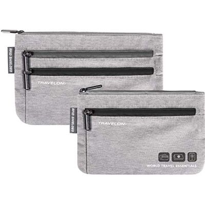 Travelon World Travel Essentials Set di 2 organizer per valute e passaporti, erica grigia, Small 6.5 x 4.75 Large 7.75 x 5 Travelon World Travel Essentials Set di 2 organizer per valute e passaporti, erica grigia, Small 6.5 x 4.75 Large 7.75 x 5