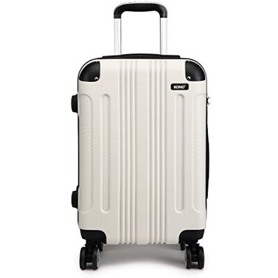 KONO Trolley da viaggio da 50,8 cm, 61 cm, 71,1 cm, custodia rigida in ABS leggero con 4 ruote girevoli, bagaglio alla moda per vacanze d'affari, bianco, 51 cm, A mano KONO Trolley da viaggio da 50,8 cm, 61 cm, 71,1 cm, custodia rigida in ABS leggero con 4 ruote girevoli, bagaglio alla moda per vacanze d'affari, bianco, 51 cm, A mano