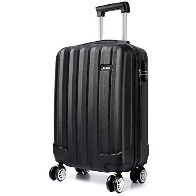 KONO Rigidi e Leggerissima Alta Qualità ABS Valigia 20" 24" 28" Valigie con 4 Ruote Multi-direzionali (Nero, S-57cm) KONO Rigidi e Leggerissima Alta Qualità ABS Valigia 20" 24" 28" Valigie con 4 Ruote Multi-direzionali (Nero, S-57cm)
