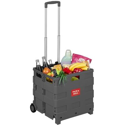 Relaxdays carrello della spesa, pieghevole, con ruote, antracite Manico telescopico, fino a 35 kg Relaxdays carrello della spesa, pieghevole, con ruote, antracite Manico telescopico, fino a 35 kg