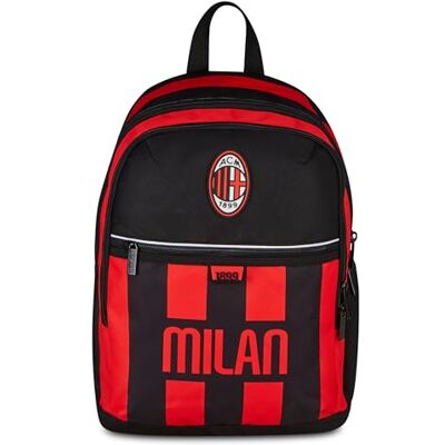 Seven Zaino Scuola Doppio Scomparto Milan, Nero, 26 L, Tasca frontale, Tasca laterale portaborraccia, Scuola elementare e media, Bambini e ragazzi,Calcio, Prodotto ufficiale Seven Zaino Scuola Doppio Scomparto Milan, Nero, 26 L, Tasca frontale, Tasca laterale portaborraccia, Scuola elementare e media, Bambini e ragazzi,Calcio, Prodotto ufficiale