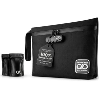 Head Borsa a prova di odore con serratura, resistente e idrorepellente, a prova di odore, viene fornita con sacchetti in Mylar e sacchetti interni per erbe e accessori puzzolenti (nero), Nero, Head Borsa a prova di odore con serratura, resistente e idrorepellente, a prova di odore, viene fornita con sacchetti in Mylar e sacchetti interni per erbe e accessori puzzolenti (nero), Nero,
