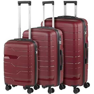 ITACA Set valigie Set Valigie Rigide Offerte. Valigia Grande Rigida, Valigia Media Rigida e Bagaglio a Mano. Set di Valigie con Lucchetto Combinazione TSA, Granata ITACA Set valigie Set Valigie Rigide Offerte. Valigia Grande Rigida, Valigia Media Rigida e Bagaglio a Mano. Set di Valigie con Lucchetto Combinazione TSA, Granata