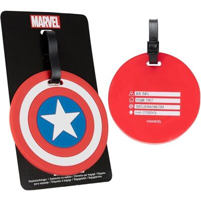Marvel Etichetta da Valigia Divertente, Etichette per Bagagli Portanome, Luggage Tag, Targhetta Valigia Aereo (Rosso Captain America) Marvel Etichetta da Valigia Divertente, Etichette per Bagagli Portanome, Luggage Tag, Targhetta Valigia Aereo (Rosso Captain America)