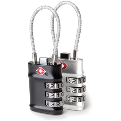Travelon Set di 2 serrature a cavo TSA Accettate Accessori da Viaggio-Bagagli, Classic Combo, 3,2 cm L x 8,5 cm H x 1,5 cm P Travelon Set di 2 serrature a cavo TSA Accettate Accessori da Viaggio-Bagagli, Classic Combo, 3,2 cm L x 8,5 cm H x 1,5 cm P