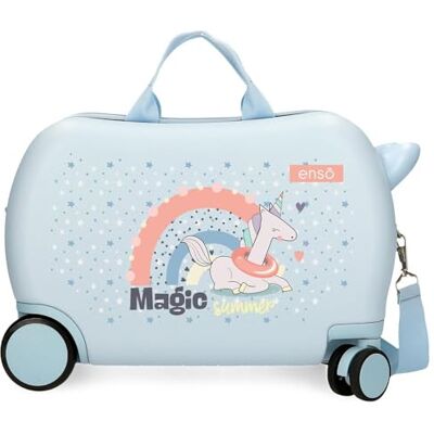 Enso Magic Summer Valigia per bambini, realizzata in ABS, ruote doppie a rotazione multidirezionale, molteplici modi per usarlo, Blu chiaro, Taglia unica, Valigia per bambini Enso Magic Summer Valigia per bambini, realizzata in ABS, ruote doppie a rotazione multidirezionale, molteplici modi per usarlo, Blu chiaro, Taglia unica, Valigia per bambini