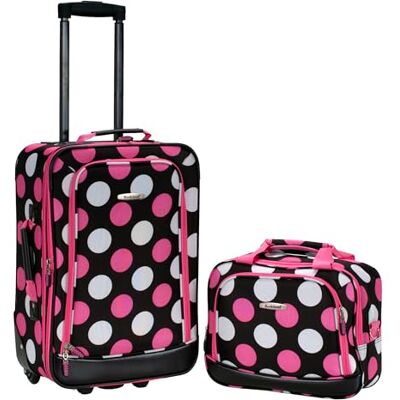Rockland Set di valigie verticali Softside moda, Multi/Rosa Dot, 2-Piece Set (14/19), Set Bagagli Rockland Set di valigie verticali Softside moda, Multi/Rosa Dot, 2-Piece Set (14/19), Set Bagagli