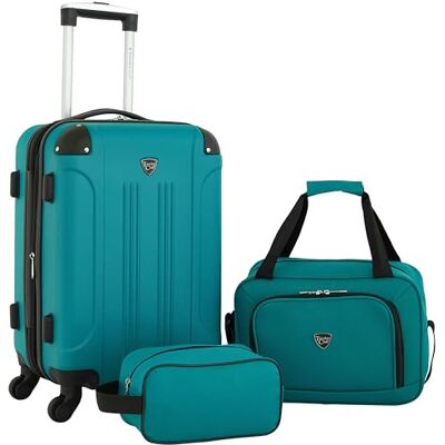 Travelers Club Bagaglio Spinner Espandibile Chicago Rigido, Verde Acqua, Set da 3 Pezzi Travelers Club Bagaglio Spinner Espandibile Chicago Rigido, Verde Acqua, Set da 3 Pezzi