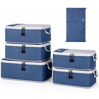 VINATO Packing Cubes Compression 6erSet – Sacchetti Sottovuoto Impermeabili & Organizer Valigia per Vestiti e Scarpe, Salvaspazio per Valigia Zaino Bagaglio a Mano, Organizzatore da Viaggio Blu VINATO Packing Cubes Compression 6erSet – Sacchetti Sottovuoto Impermeabili & Organizer Valigia per Vestiti e Scarpe, Salvaspazio per Valigia Zaino Bagaglio a Mano, Organizzatore da Viaggio Blu