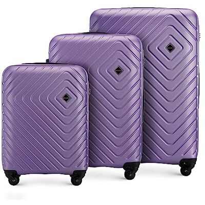 WITTCHEN set di 3 valigie trolley bagaglio a mano valigia set di valigie a rotelle in ABS con 4 ruote spinner chiusura a combinazione maniglia telescopica Cube Line Viola WITTCHEN set di 3 valigie trolley bagaglio a mano valigia set di valigie a rotelle in ABS con 4 ruote spinner chiusura a combinazione maniglia telescopica Cube Line Viola