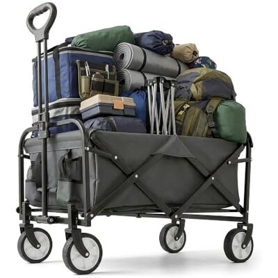 Relaxdays Carrello Pieghevole Portata 100 kg, Manico telescopico, Tessuto Oxford, per Spesa, Campeggio e Spiaggia, Grigi Relaxdays Carrello Pieghevole Portata 100 kg, Manico telescopico, Tessuto Oxford, per Spesa, Campeggio e Spiaggia, Grigi