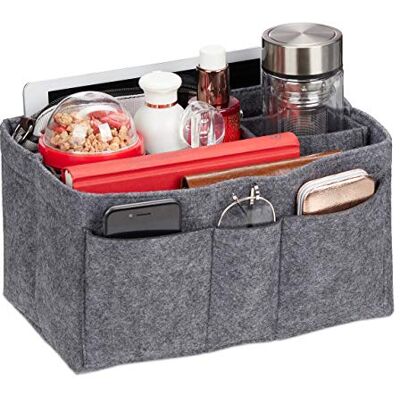 Relaxdays Organizer Borsa Donna, Accessorio Salvaspazio in Feltro Borsetta, Scomparti Rimovibili, Misura S, Grigio Scuro Relaxdays Organizer Borsa Donna, Accessorio Salvaspazio in Feltro Borsetta, Scomparti Rimovibili, Misura S, Grigio Scuro