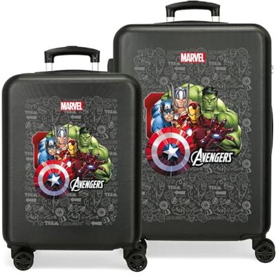 Marvel Joumma Team Avengers Set di Bagagli Nero 55/65 cm Rigido ABS Chiusura a Combinazione Laterale 91L 6 kg Bagaglio a Mano Marvel Joumma Team Avengers Set di Bagagli Nero 55/65 cm Rigido ABS Chiusura a Combinazione Laterale 91L 6 kg Bagaglio a Mano