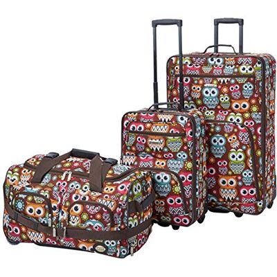 Rockland Vara Softside Set di 3 bagagli verticali, Gufo, 20 inch,22 inch,28 inch, Vara Softside Set di 3 bagagli verticali Rockland Vara Softside Set di 3 bagagli verticali, Gufo, 20 inch,22 inch,28 inch, Vara Softside Set di 3 bagagli verticali