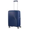 American Tourister Soundbox, Spinner Espandibile Bagaglio a Mano Unisex Adulto, Blu (Midnight Navy), M (67 cm 81 L)