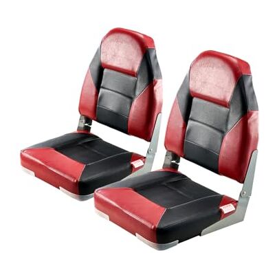 VEVOR Sedile per Barca Yacht Schienale Alto, Sedile Pieghevole per Barca Cuscino in Spugna Ispessita Pelle in PVC Impermeabile, Cerniere in Lega di Alluminio, Sedile per Navi, Nero Rosso 2 Pz VEVOR Sedile per Barca Yacht Schienale Alto, Sedile Pieghevole per Barca Cuscino in Spugna Ispessita Pelle in PVC Impermeabile, Cerniere in Lega di Alluminio, Sedile per Navi, Nero Rosso 2 Pz