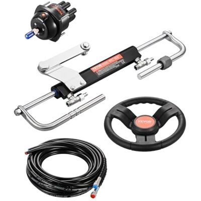 VEVOR Kit Sterzo Idraulico per Fuoribordo 90 CV Sistema di Sterzo Idraulico da Barche, Volante, Pompa del Timone, Cilindro Idraulico e 2 Tubi Flessibili per Imbarcazioni Monomotore a Stazione Singola VEVOR Kit Sterzo Idraulico per Fuoribordo 90 CV Sistema di Sterzo Idraulico da Barche, Volante, Pompa del Timone, Cilindro Idraulico e 2 Tubi Flessibili per Imbarcazioni Monomotore a Stazione Singola