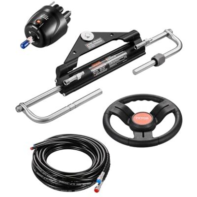 VEVOR Kit Sterzo Idraulico per Fuoribordo 150 CV Sistema di Sterzo Idraulico da Barche, Volante, Pompa del Timone, Cilindro Idraulico e 2 Tubi Flessibili per Imbarcazioni Monomotore a Stazione Singola VEVOR Kit Sterzo Idraulico per Fuoribordo 150 CV Sistema di Sterzo Idraulico da Barche, Volante, Pompa del Timone, Cilindro Idraulico e 2 Tubi Flessibili per Imbarcazioni Monomotore a Stazione Singola