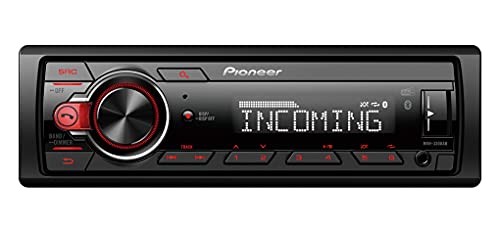 Pioneer MVH-330DAB-AN, autoradio 1DIN con RDS e DAB+, USB, ingresso AUX, Bluetooth, profondità di installazione ridotta con antenna DAB