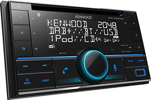 Kenwood Radio digitale cristallina DPX-7300DAB. Tecnologia Bluetooth per vivavoce e musica, possibilità di utilizzare lo smartphone come telecomando, per Amazon Alexa., nero con schermo multicolore