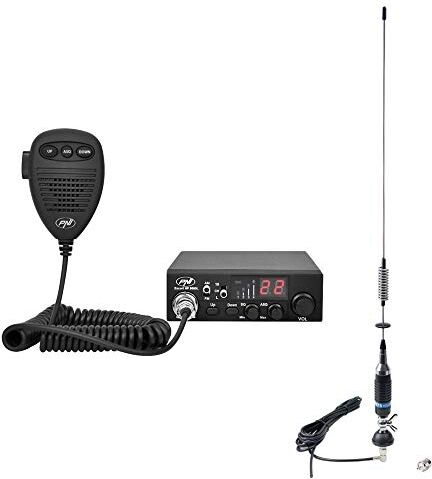 PNI Pacchetto Radio CB HP 8000L ASQ Escort con Antenna CB S75 con Cavo e Supporto Fisso