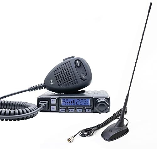 PNI Radio CB Escort  HP 7120 ASQ, guadagno RF, 4W, 12V e CB Antenna  Extra 48 con magnete incluso, 45cm, SWR 1.0, AM/FM funziona solo nella banda UE