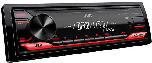 JVC Autoradio KD-X182DB con DAB+, Ingresso USB/AUX, Alta Qualità del Suono Digitale, Allineamento Temporale degli Altoparlanti, Compatibilità con Comandi a Volante, Facile Installazione, Colore Rosso