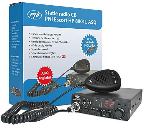 PNI Ricetrasmittente Radio Cb  Escort Hp 8001L Asq, Auricolare con Microfono Hs81L Incluso