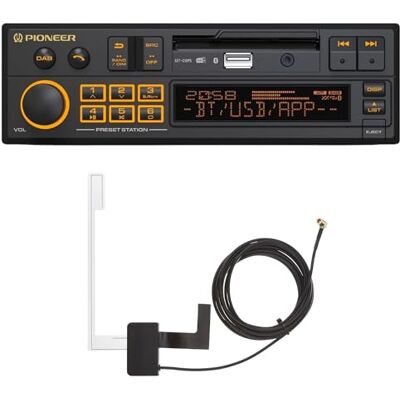 Pioneer SXT-C10PS-AN Autoradio 1-DIN: design retrò con tecnologia moderna, Bluetooth®, DAB+, USB, AUX, illuminazione RGB, equalizzatore a 13 bande, set con antenna DAB incluso Pioneer SXT-C10PS-AN Autoradio 1-DIN: design retrò con tecnologia moderna, Bluetooth®, DAB+, USB, AUX, illuminazione RGB, equalizzatore a 13 bande, set con antenna DAB incluso